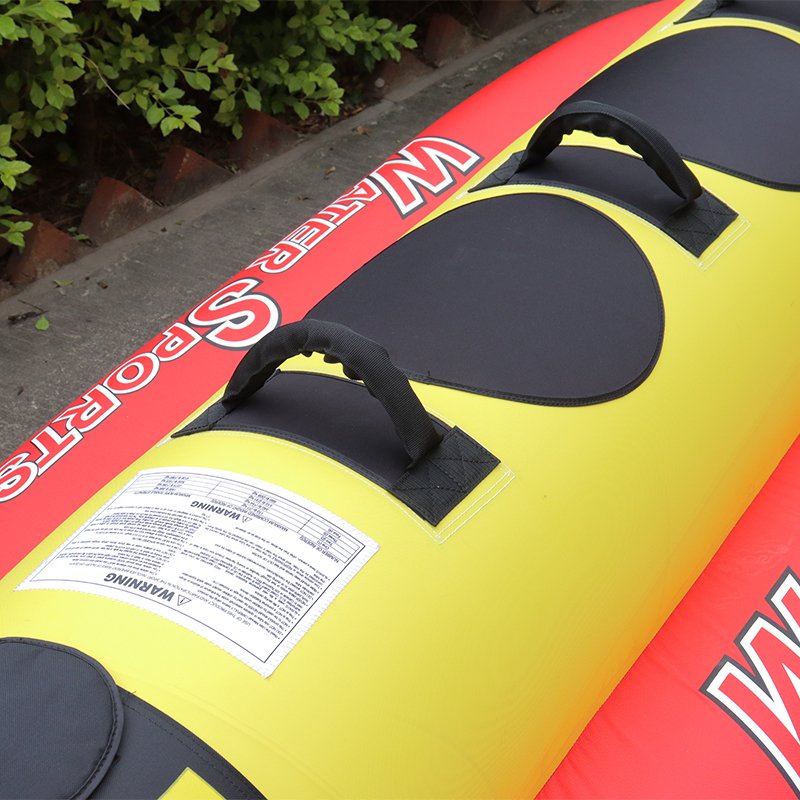 On Stock Heavy-Duty Inflatable Towable Booster Tubes, 3 Person Banana Towable Water Tube for Boat to Pull, 840D Nylon Cover Tube
