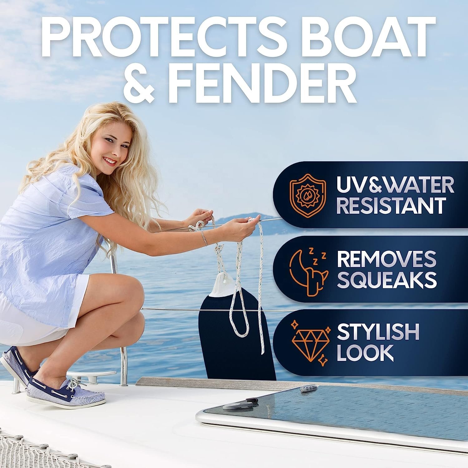 Customized OEM Neoprene Boat Fenders Cover Navy Blue Polyester Thicken Wear-resistant Boat Bumper Cover