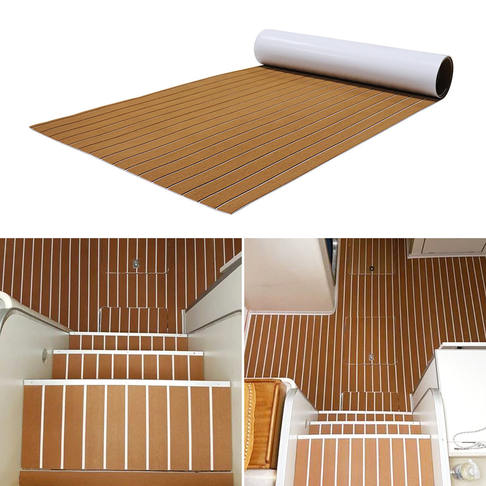 Durable Faux Teak Brushed Technique Modern Outdoor EVA Foam Deck Marine Boat Flooring Marine Deck Covering