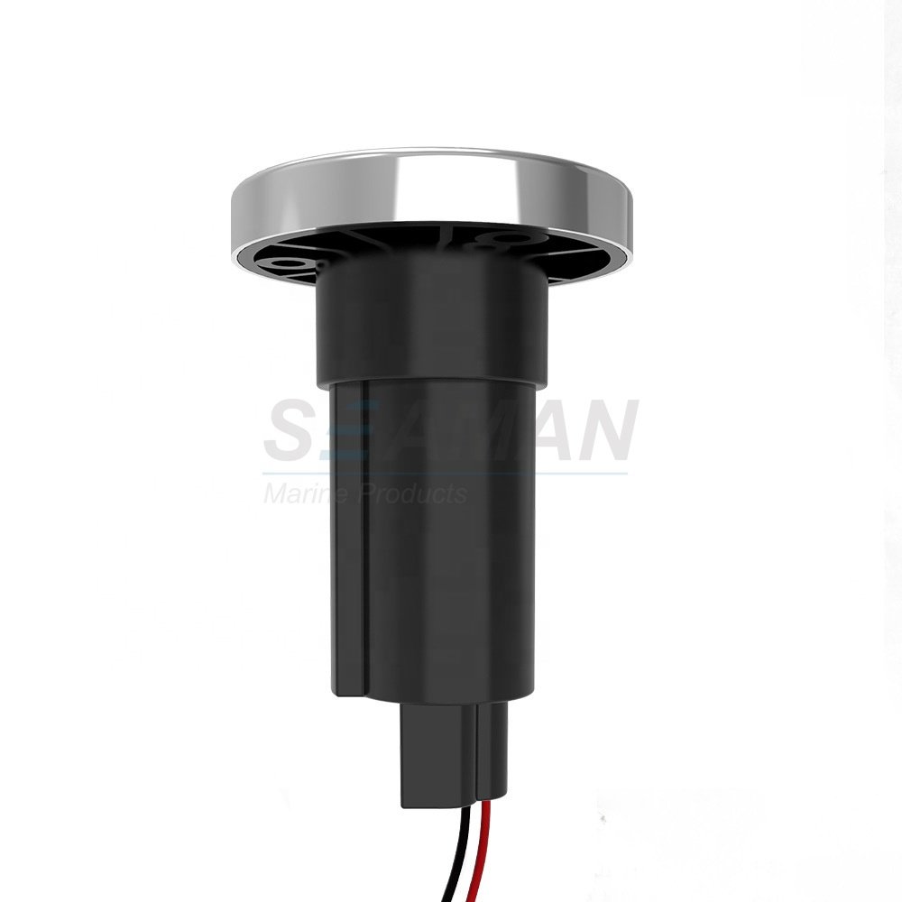 Marine Made Round Plug-in Light Base for All-Around Boat Pole Light, 2-Pin, Black Stainless Cover
