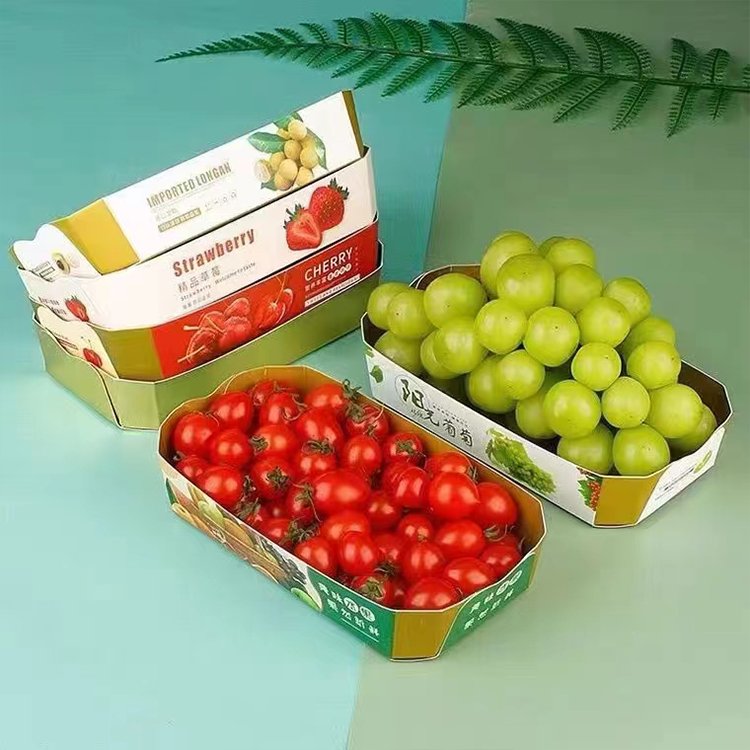 Toowin Packing Environmentally Friendly Packaging Box Strawberry Cherries Grape Keep Fresh Fruit Plate Paper Display Packing Box