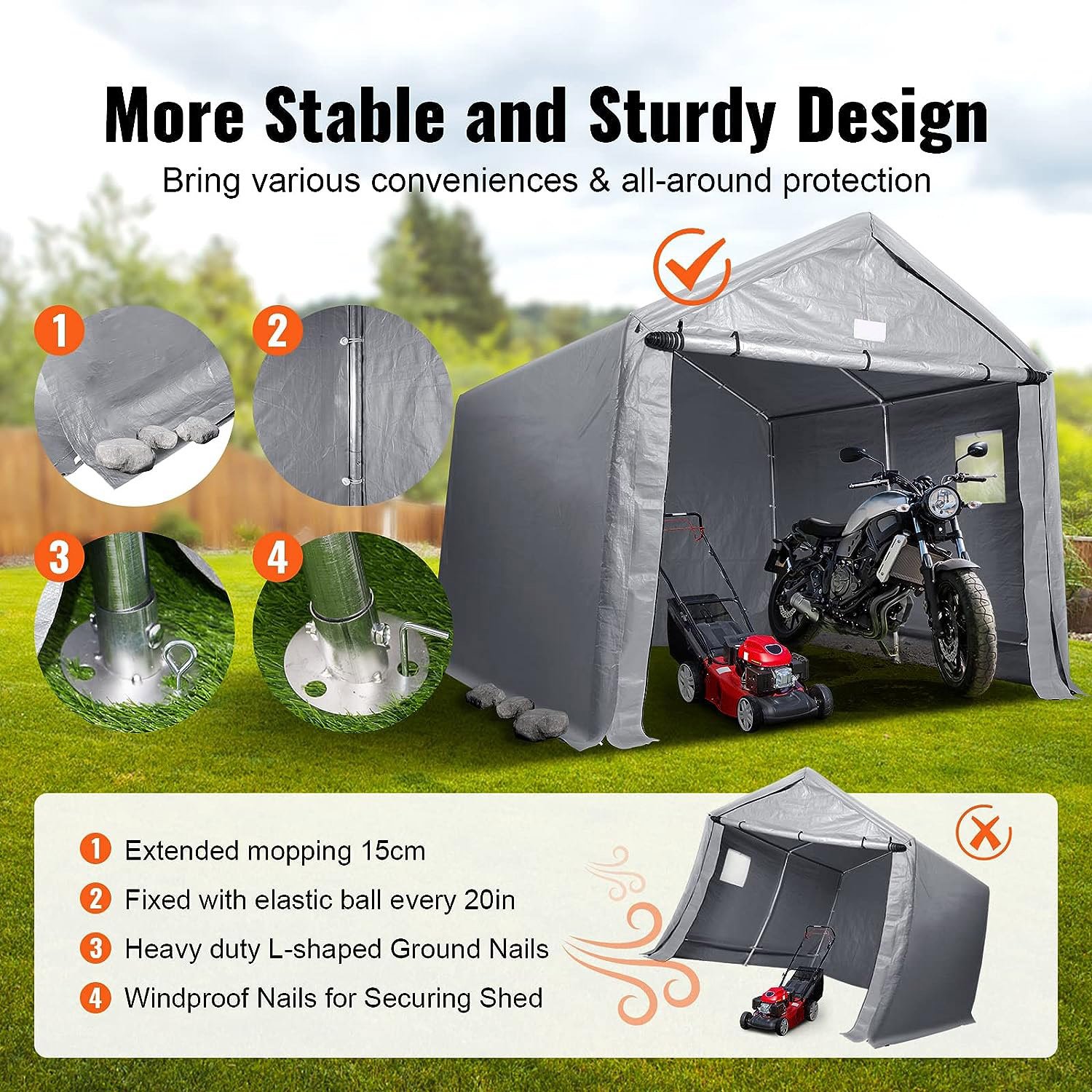 Dandelion Wholesale Waterproof Steel Frame Roof Instant Outdoor Boat Portable Garage Shelter with Ripstop Cover
