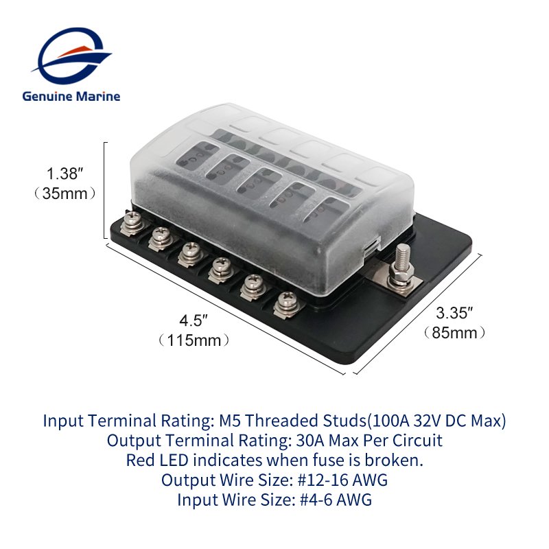 Genuine Marine Waterproof DC Fuse Box 12 Way Circuit With Cover for Car Marine Boat Fuse Blocks Fuse Holder