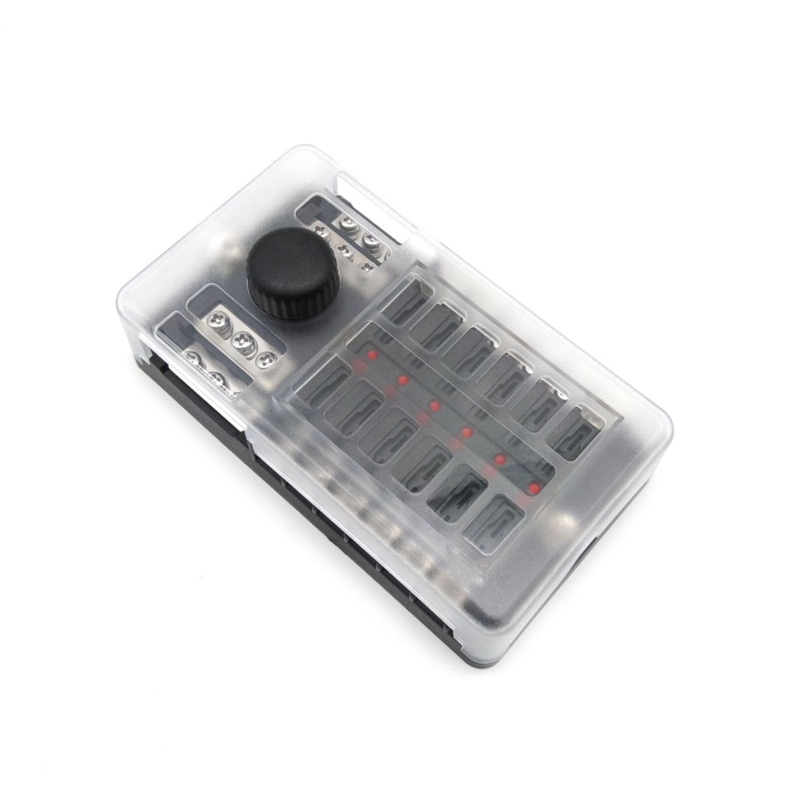 ATC/ATO 12 Circuit Fuse Box 12 Way Fuse Block W/Negative Bus for 12V/24V Vehicle Car Boat Marine Auto