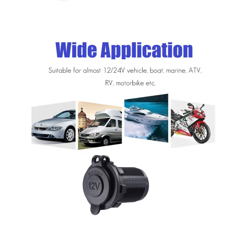 Cigarette Lighter Socket, Waterproof Marine Grade Cigarette Lighter Plug Socket with Fuse & Wire, Power Supply Socket Outlet