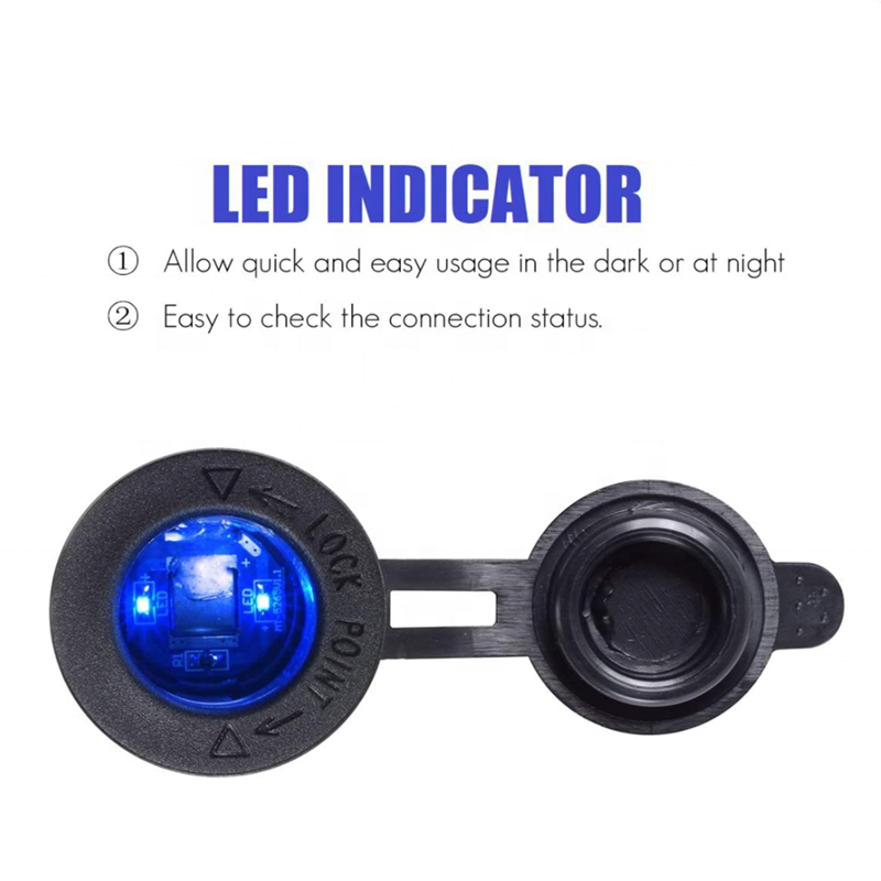 Cigarette Lighter Socket, Waterproof Marine Grade Cigarette Lighter Plug Socket with Fuse & Wire, Power Supply Socket Outlet
