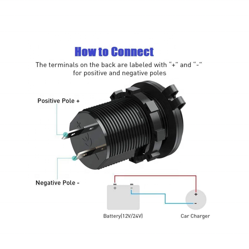 Cigarette Lighter Socket, Waterproof Marine Grade Cigarette Lighter Plug Socket with Fuse & Wire, Power Supply Socket Outlet