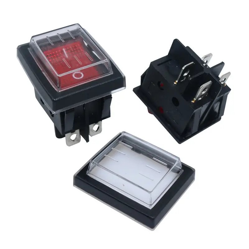 4-pin On-off 6A 12A 250V Waterproof Green Light/lamp/illuminated Squared 15x20MM Rocker Switch