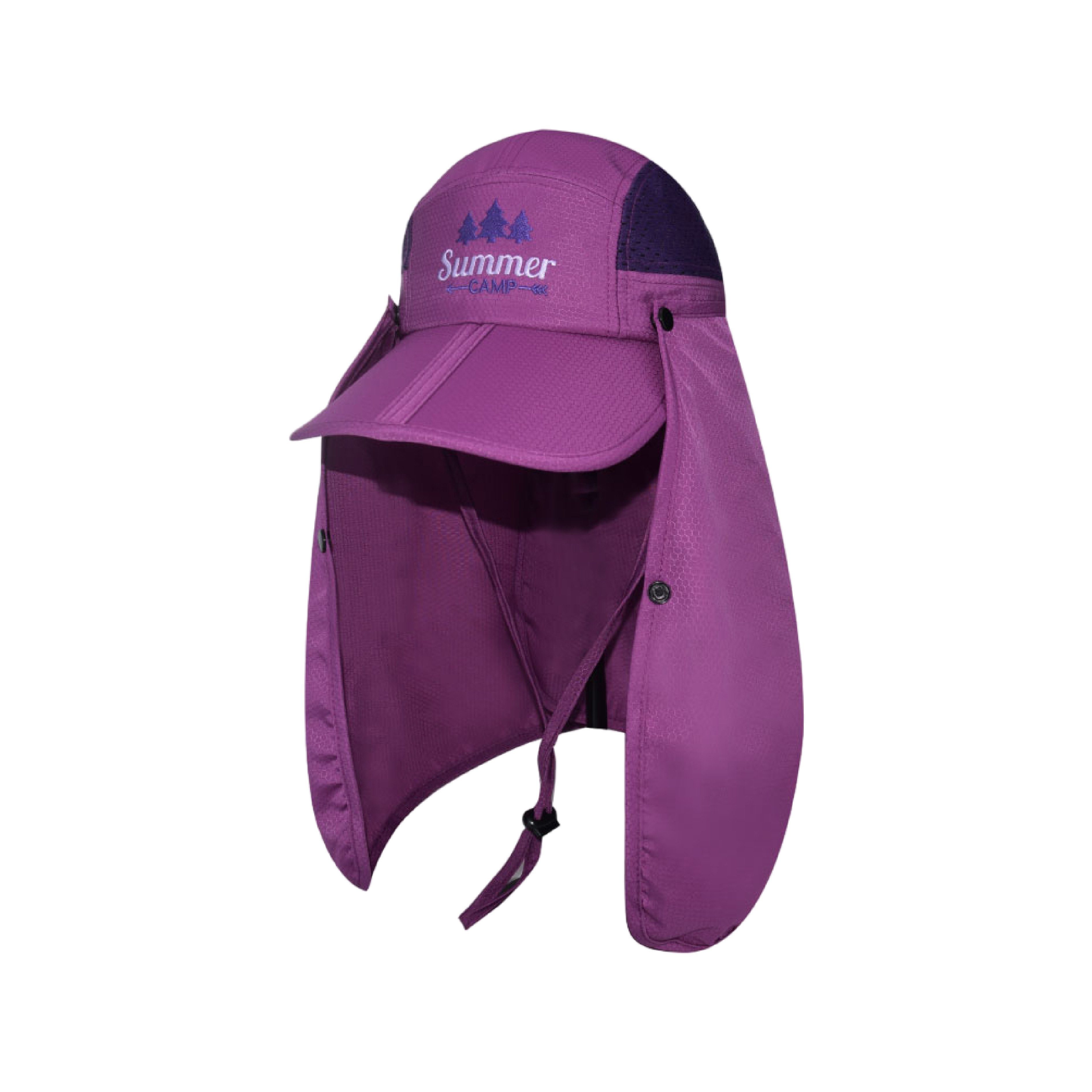 Classic Design Summer Sun UV Protection Embroidered Ponytail Hat Casual Beach Cap With Detachable Neck Flap