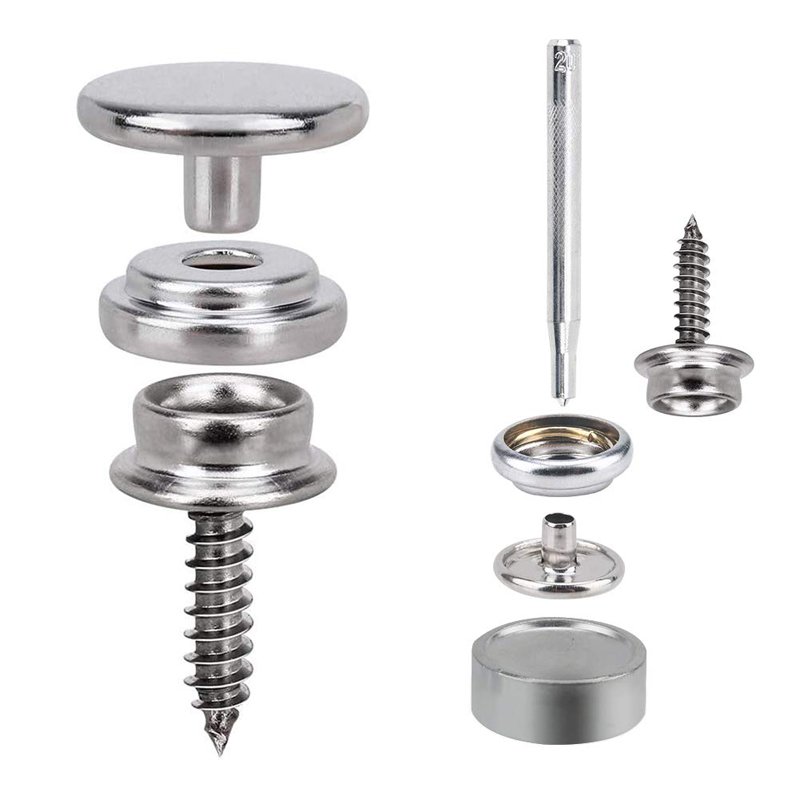 STAINLESS STEEL Snap Fastener Button With Screw for Canvas Snaps Kit Copper Alloy Marine Grade Boat Cover