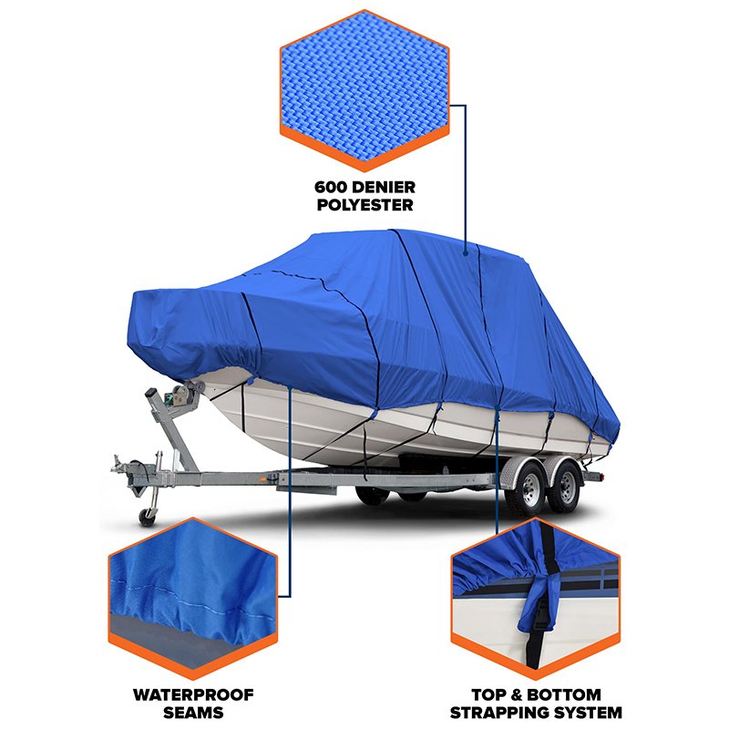 Custom Waterproof Center Console Boat Cover, Heavy Duty 900d Marine Grade Polyester Canvas Boat Center Console Covers