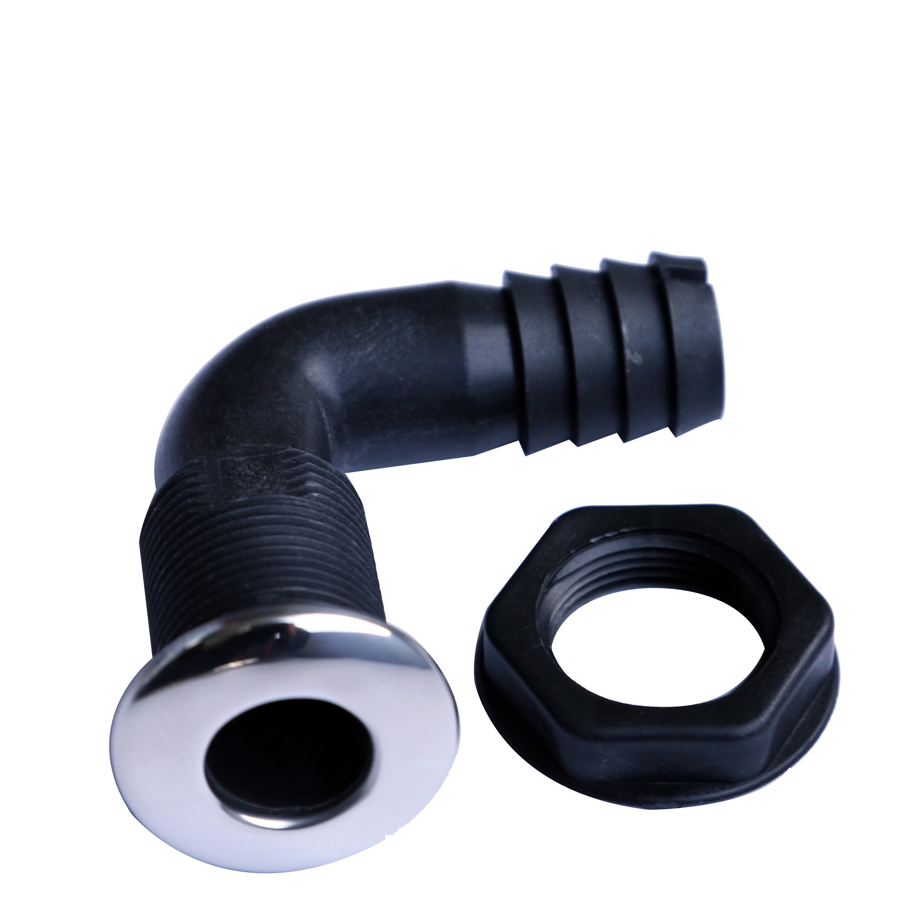 Xiamen Sunshine Marine 316 SS Trim Cover Black Poly 90 Degrees L Shape Bilge Pump Thru-Hull/Scupper Drain With High