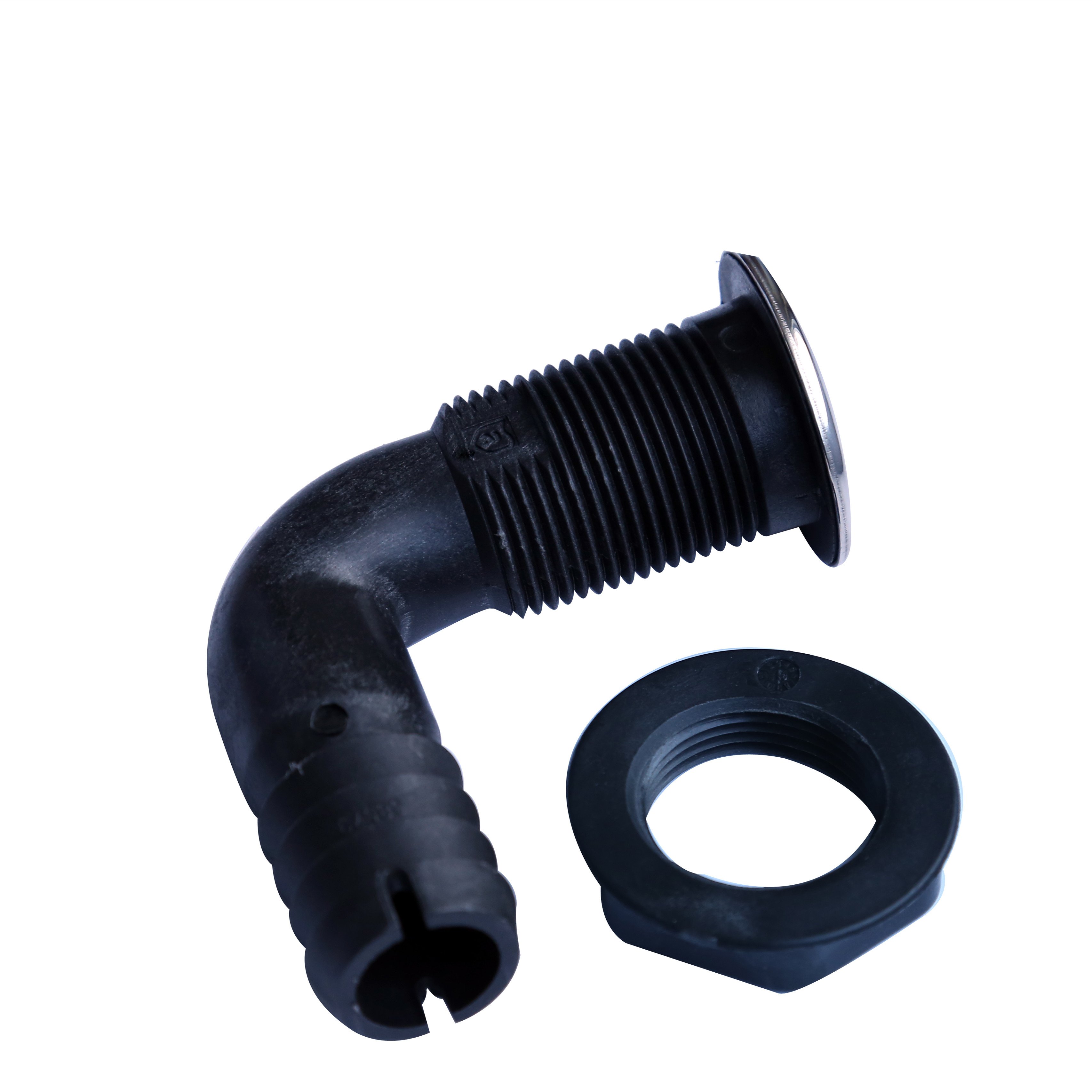 Xiamen Sunshine Marine 316 SS Trim Cover Black Poly 90 Degrees L Shape Bilge Pump Thru-Hull/Scupper Drain With High