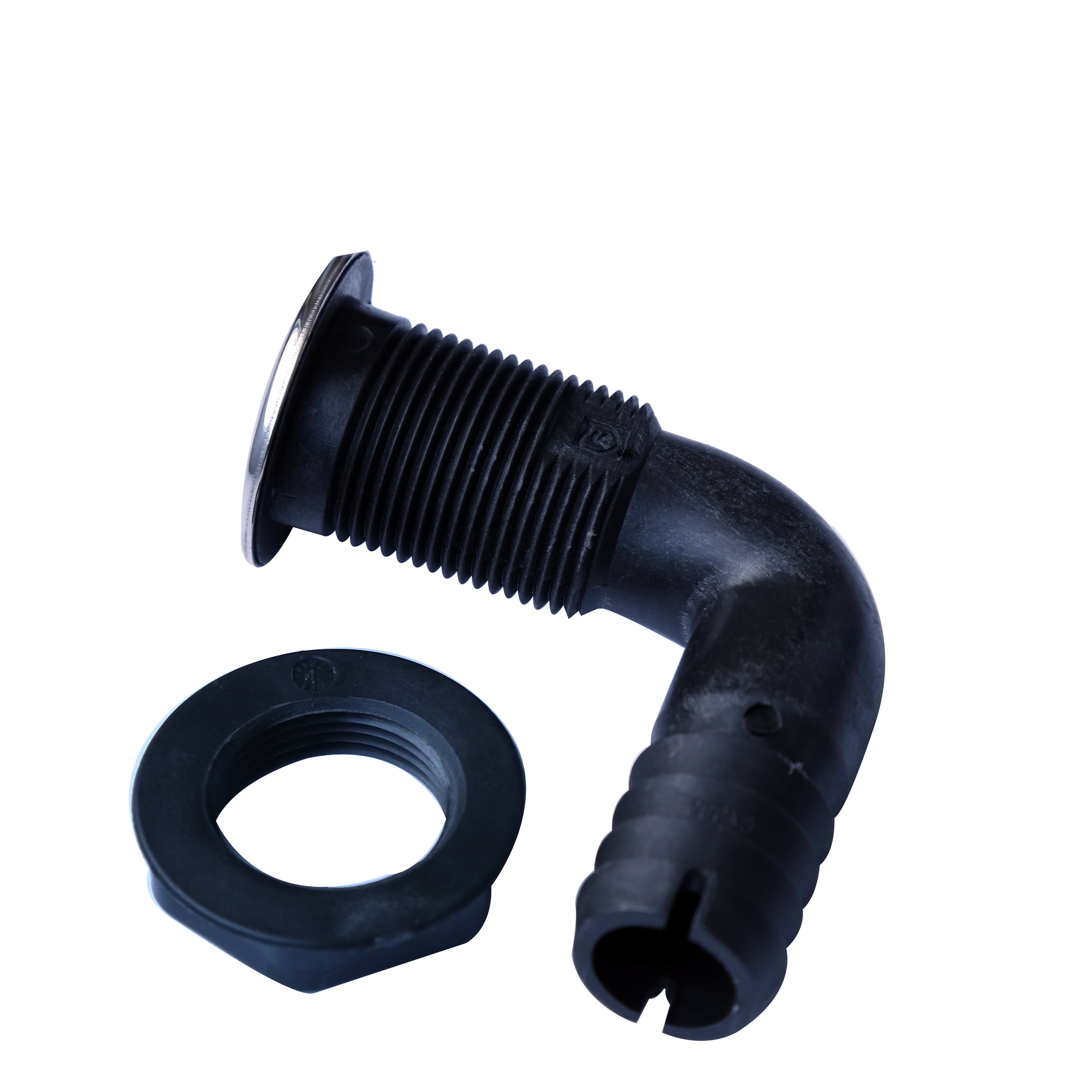 Xiamen Sunshine Marine 316 SS Trim Cover Black Poly 90 Degrees L Shape Bilge Pump Thru-Hull/Scupper Drain With High