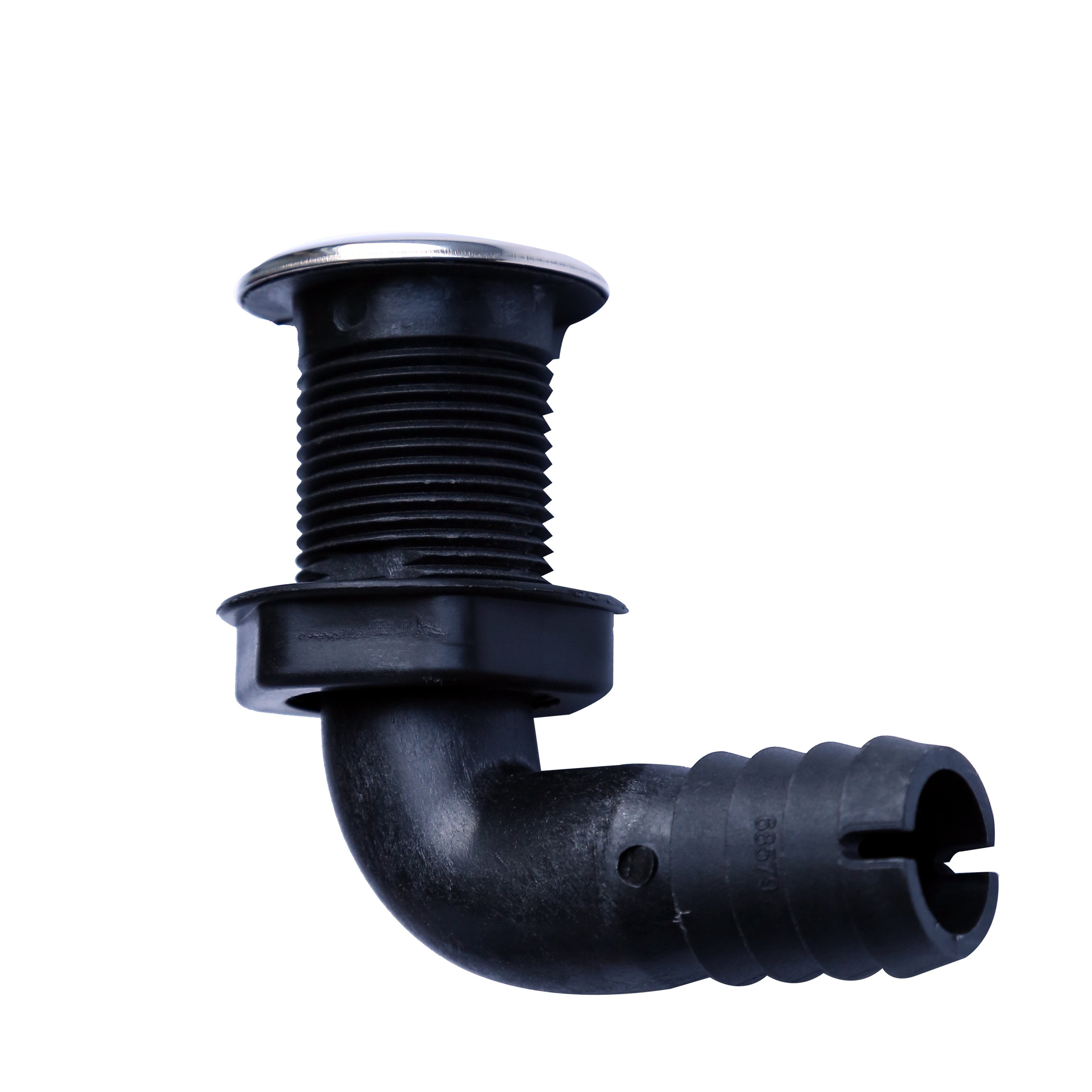 Xiamen Sunshine Marine 316 SS Trim Cover Black Poly 90 Degrees L Shape Bilge Pump Thru-Hull/Scupper Drain With High