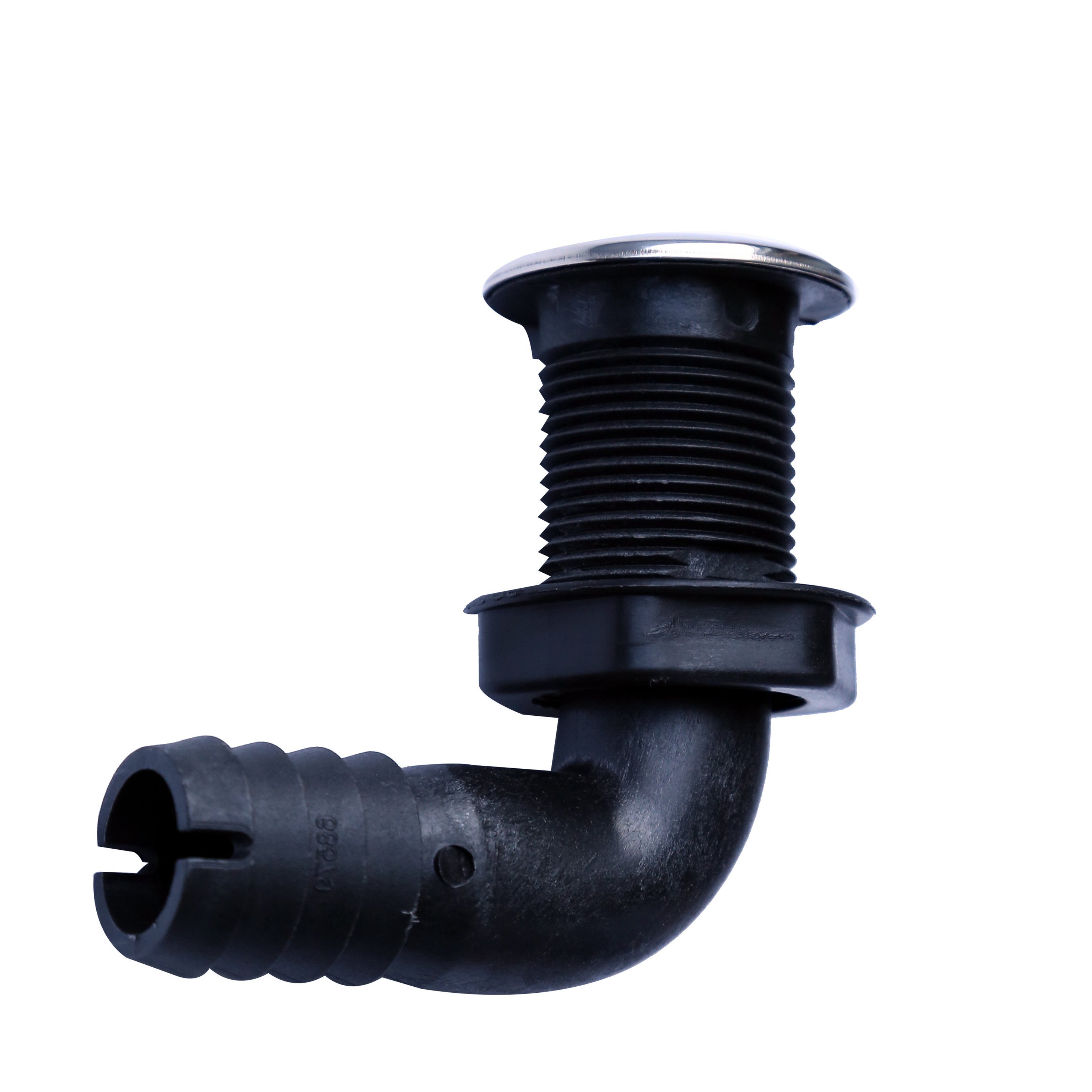 Xiamen Sunshine Marine 316 SS Trim Cover Black Poly 90 Degrees L Shape Bilge Pump Thru-Hull/Scupper Drain With High