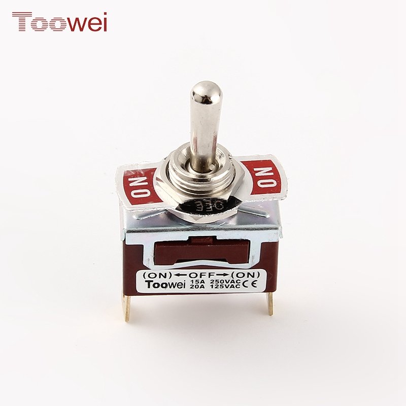 TOOWEI Single Pole ON-OFF 2Pins Quick Connect Terminal 10A 250VAC Rocker One Side Locking Toggle Switch Brass for Cars Boats