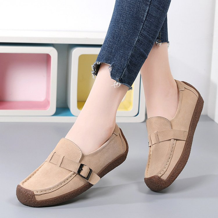 2024 New XuYe Woman's Flats Loafers Soft Genuine Leather Casual Shoe Big Size 35-44 Mocassin Boat Shoes for Women Hook Loop