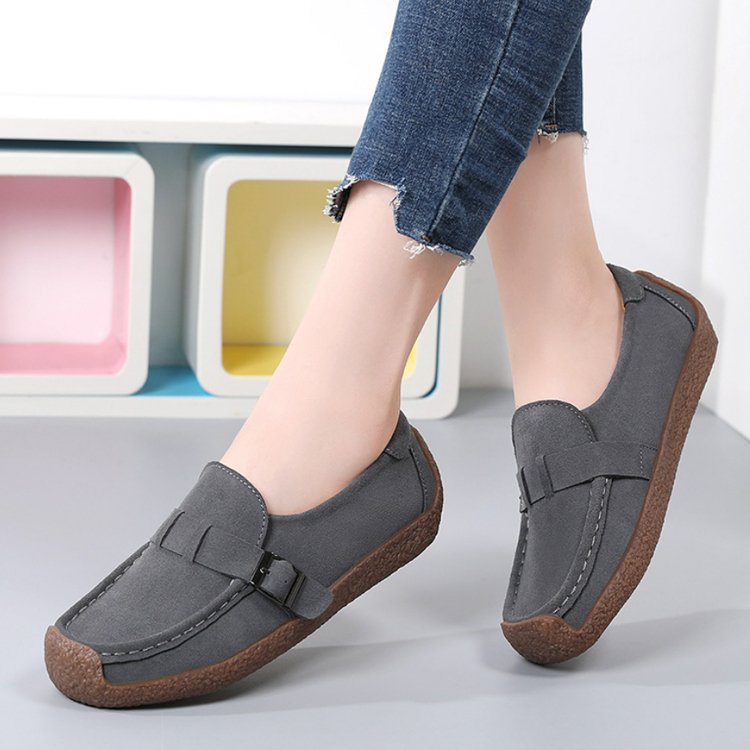 2024 New XuYe Woman's Flats Loafers Soft Genuine Leather Casual Shoe Big Size 35-44 Mocassin Boat Shoes for Women Hook Loop