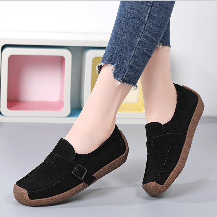 2024 New XuYe Woman's Flats Loafers Soft Genuine Leather Casual Shoe Big Size 35-44 Mocassin Boat Shoes for Women Hook Loop