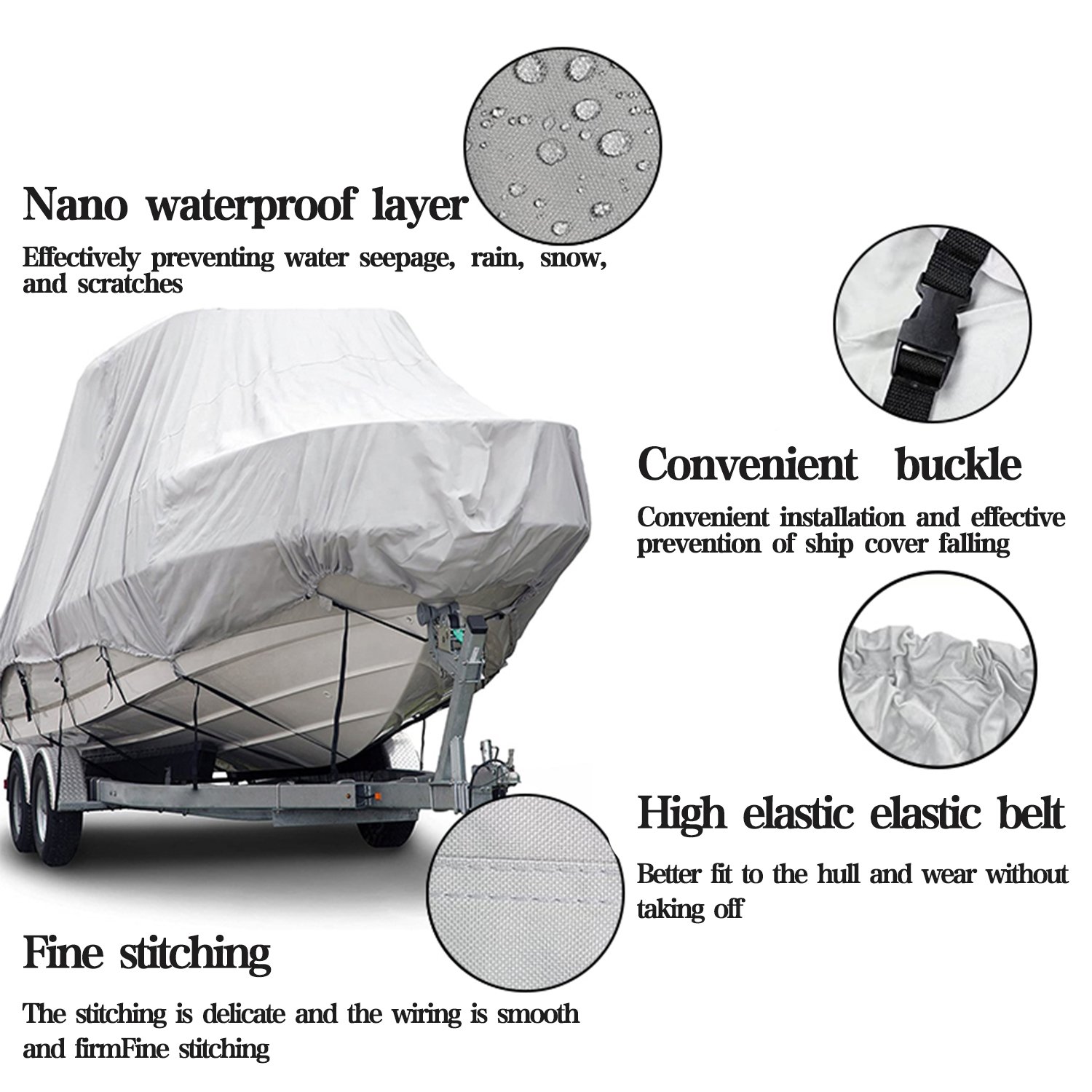 Custom Boat Accessories Lightweight Waterproof Oxford Cloth Boat Cover