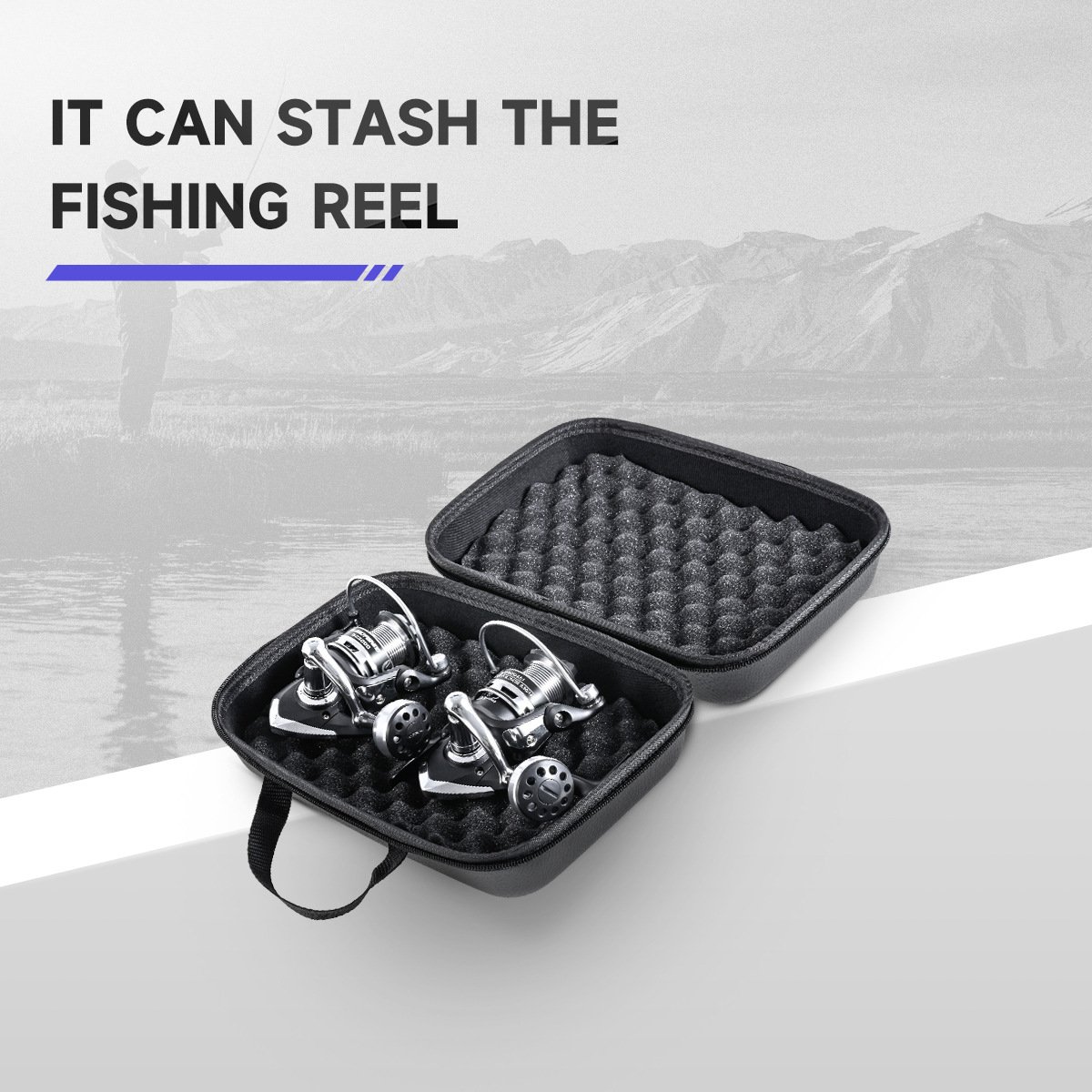 Eva Leather Fishing Reel Bag Waterproof and Wear-resistant Soft Shockproof Sponge Filler Fishing Reel Bag