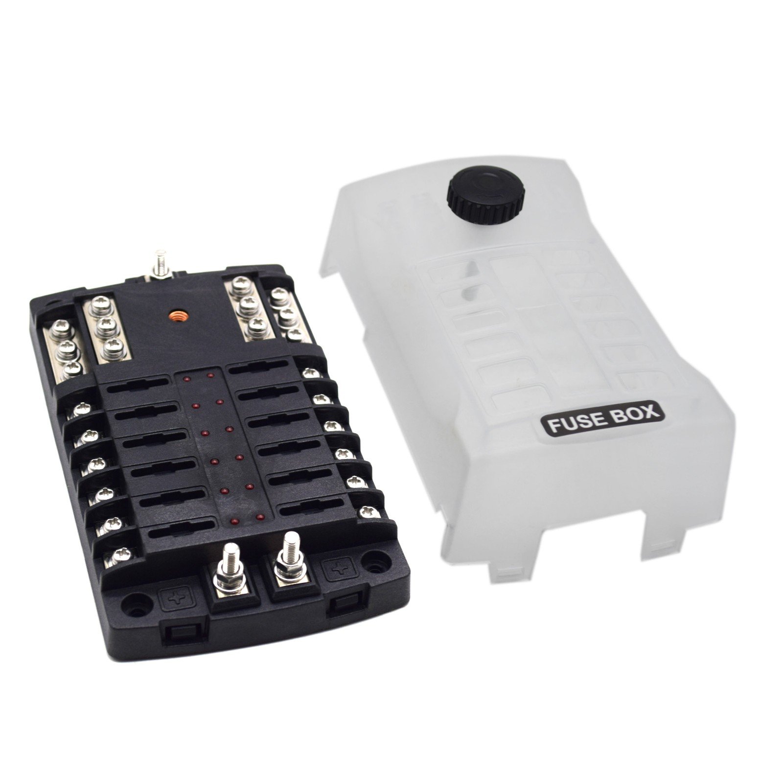 12 Way 12V Fuse Box Blade 12Volt Fuse Block With LED Indicator Damp-Proof High Cover