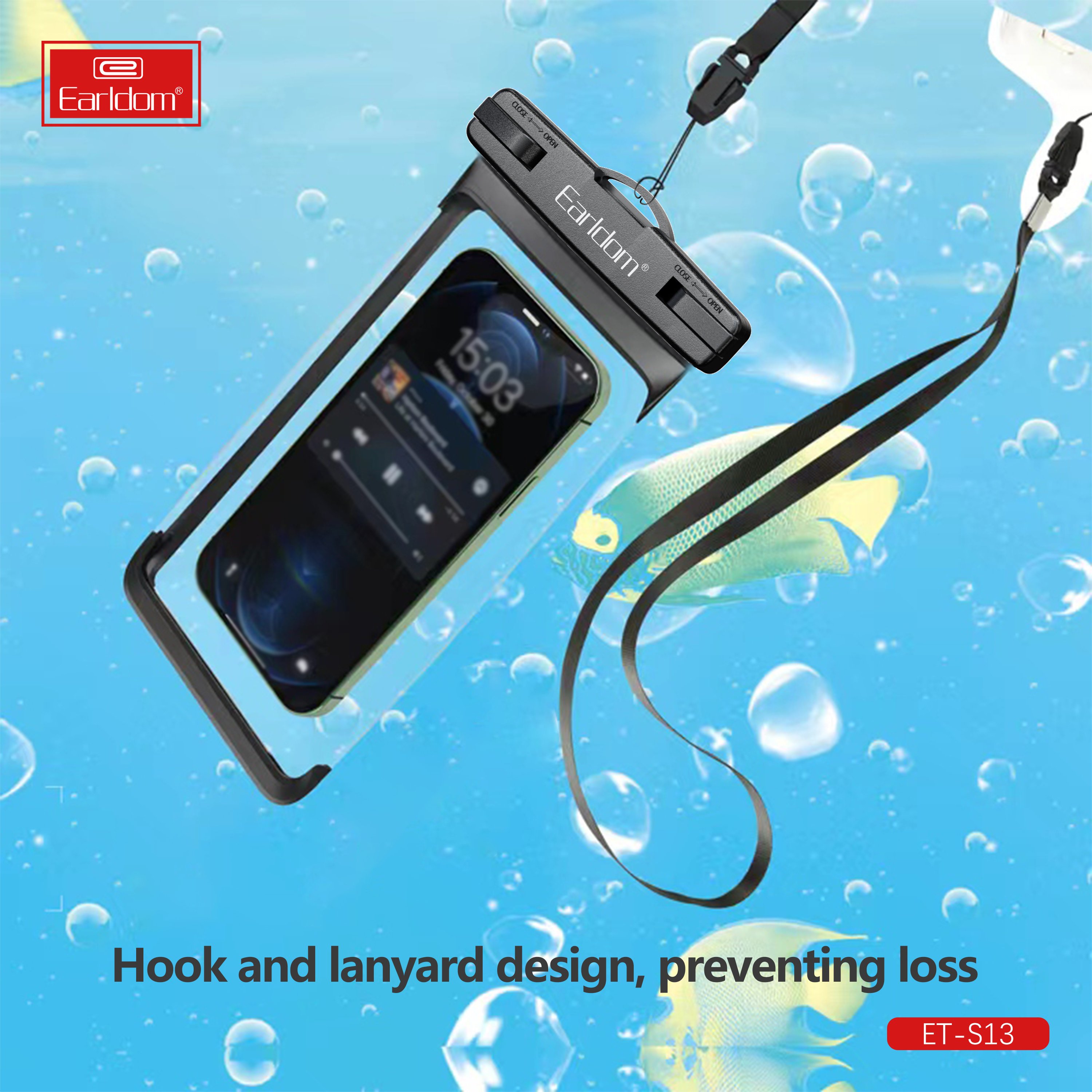 EARLDOM Waterproof Phone case Universal Waterproof Phone Pouch for Swimming Cell Phone Waterproof IPX8 case with Lanyard