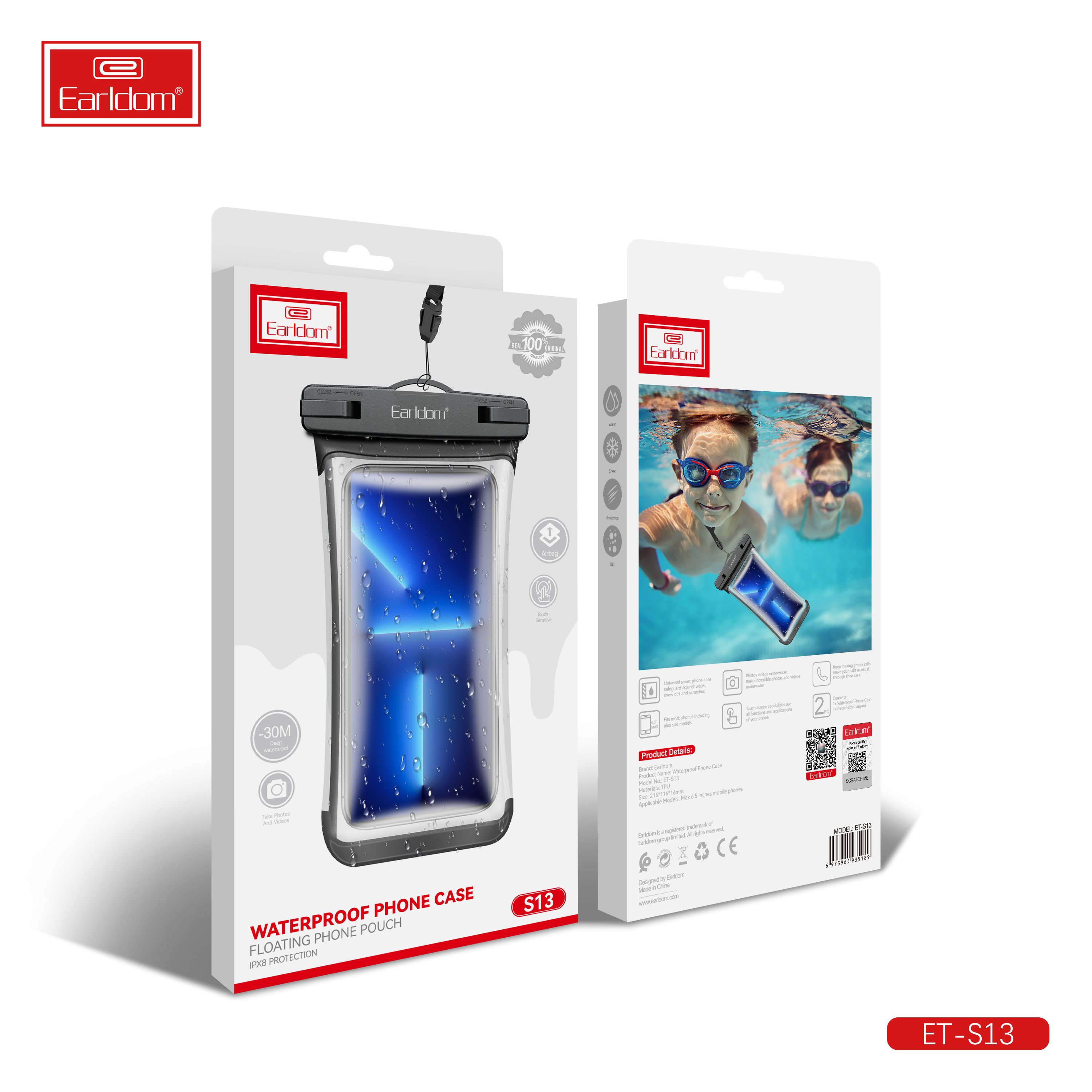EARLDOM Waterproof Phone case Universal Waterproof Phone Pouch for Swimming Cell Phone Waterproof IPX8 case with Lanyard