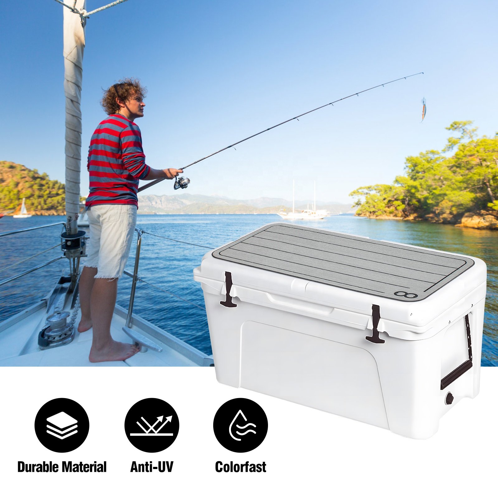 WOOWAVE 31 Inch Foam Cushion Ice Box Pad Camping Waterproof Mat Non Slip Cooler Pad for YETI Tundra 75