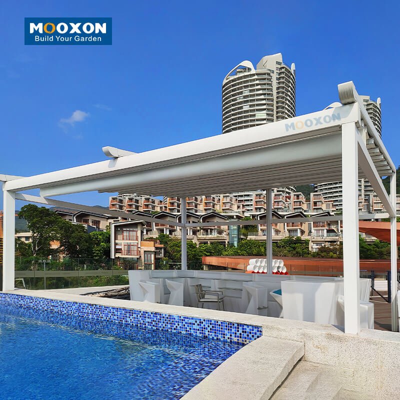 Mooxon Innovative Cantilever Design Retractable Pergola - Maximize Your Awning Outdoor Shade Area