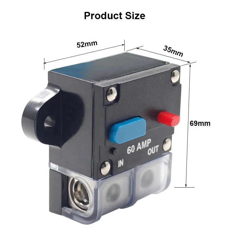 Protective Cover 12V 48V DC Car Auto Boat 40A 60A 100 Amp Manual Reset Fuse Auto Audio DC Circuit Breaker
