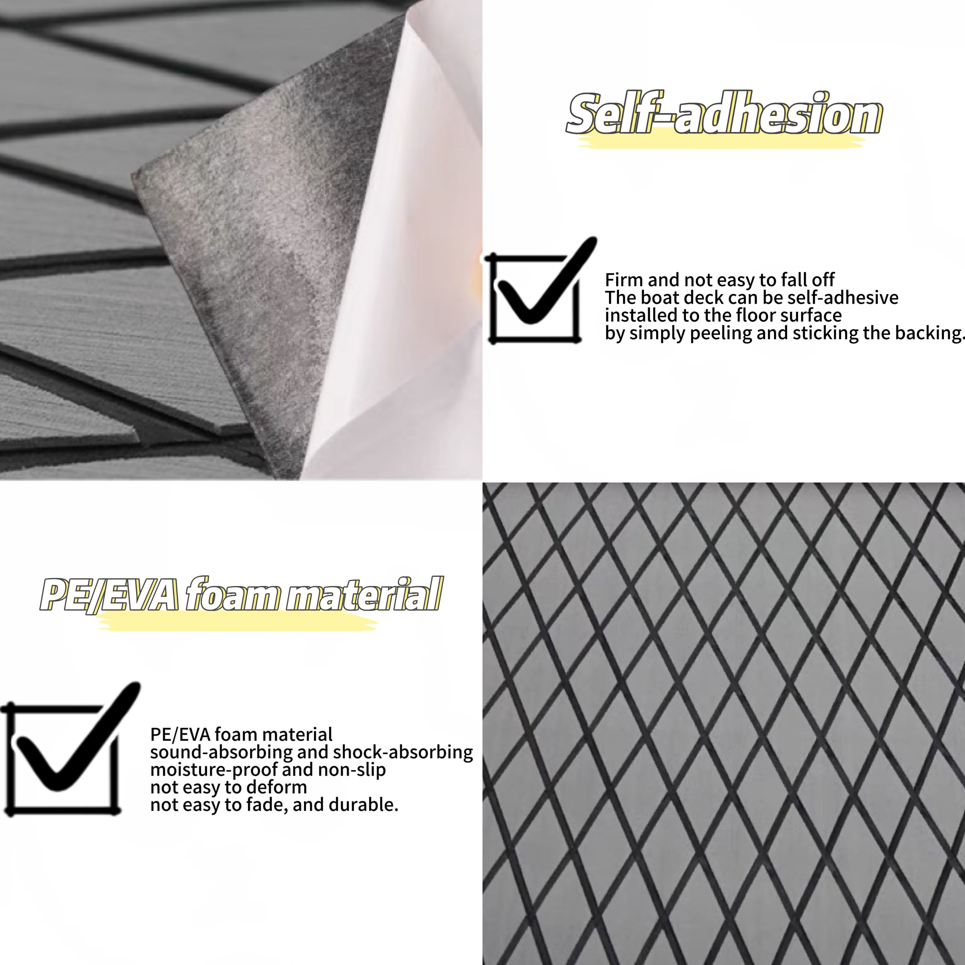 EVA Marine Flooring Non-Slip Durable Diamond Style Boat Decking Synthetic Teak Paddle Boards Boats Durable Eva Foam Surfacing