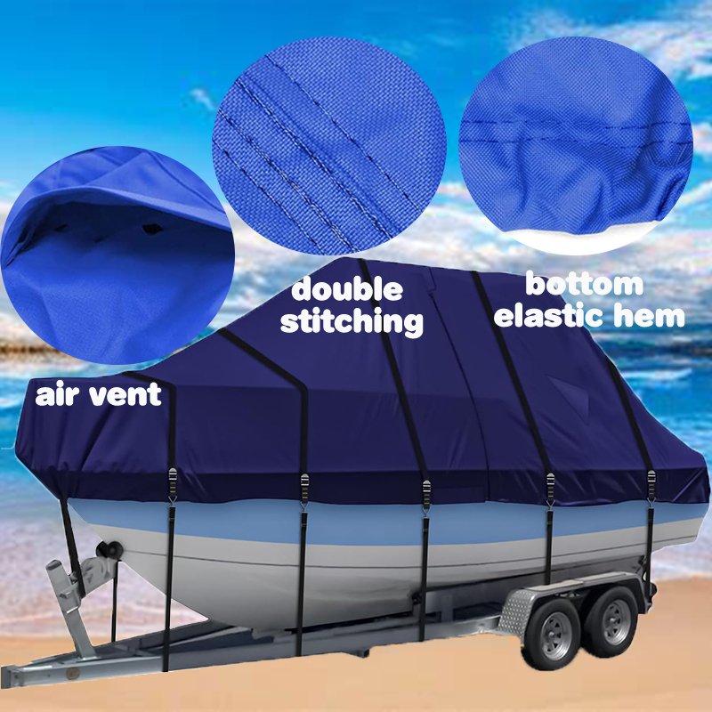 High Quality 600D Boat Cover Custom Logo and Models Waterproof and Anti UV Dustproof All Weather Protection Boat Cover