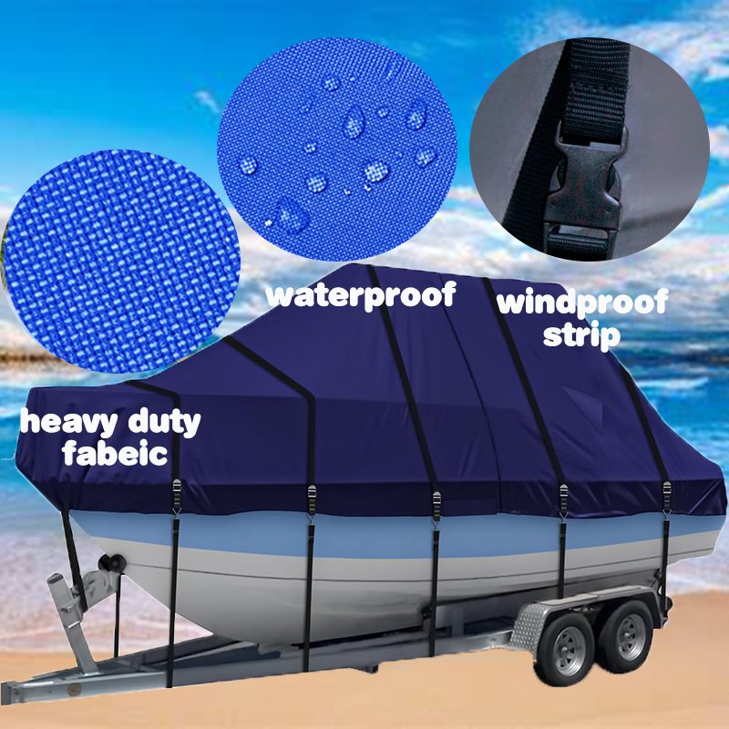 High Quality 600D Boat Cover Custom Logo and Models Waterproof and Anti UV Dustproof All Weather Protection Boat Cover