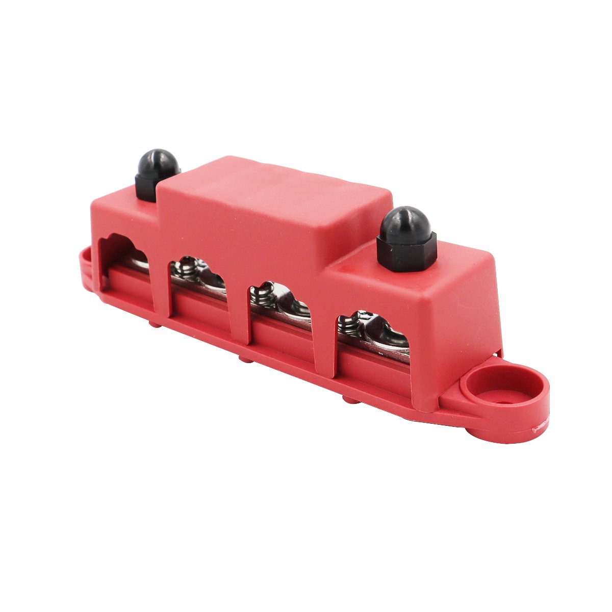 250A Big Current 4 Stud 3/8" M10 Post Battery Power Distribution Bus Bar Terminal Block With Cover for Car RV Marine