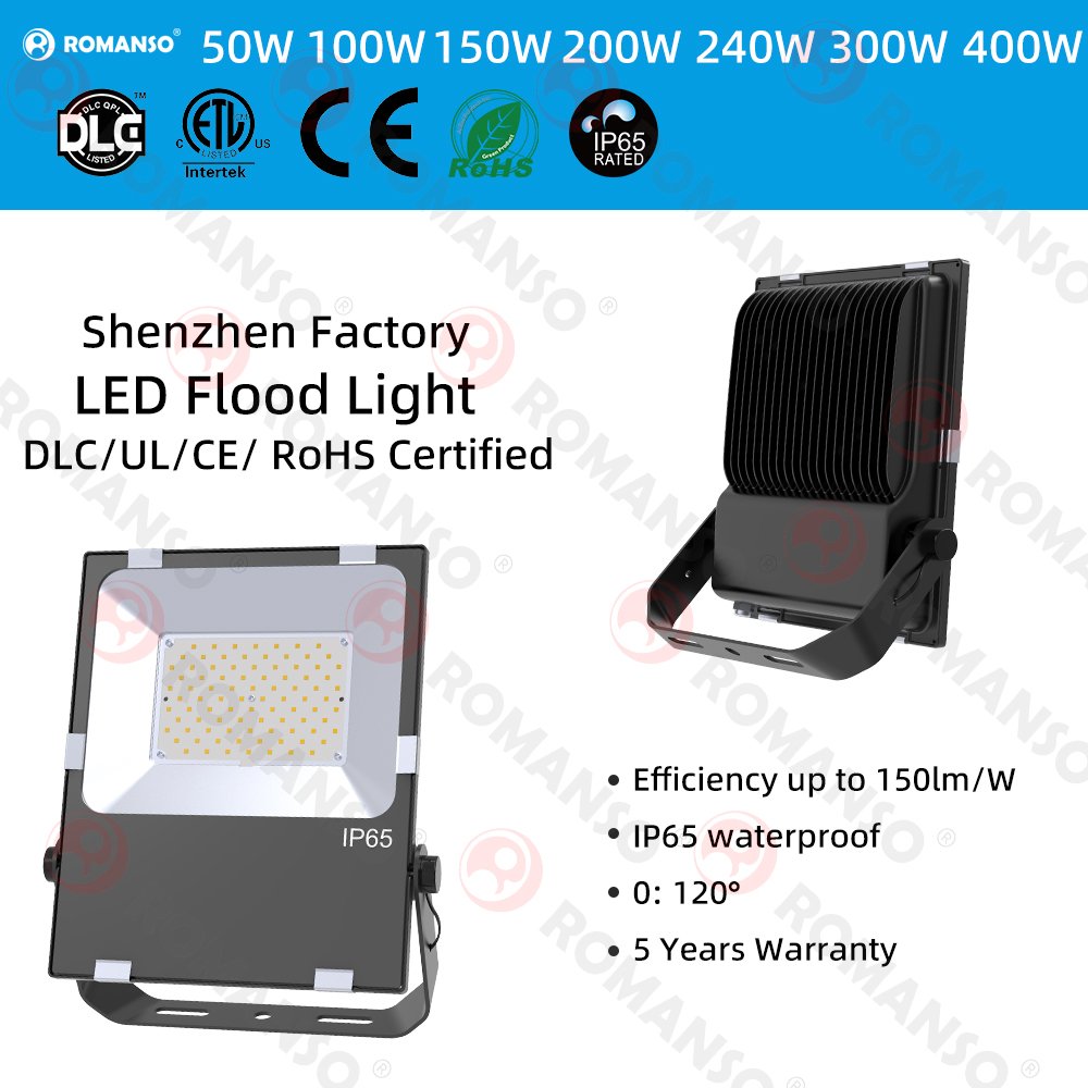 5 Year Warranty Outdoor Glass Cover 50W 100W 150W 300W Led Floodlight