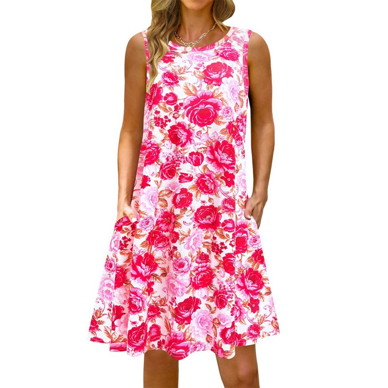 Summer Casual Swimwear Beachwear Dresses for Women Swing Sun Dress Beach Swimsuit Cover Ups with Pockets