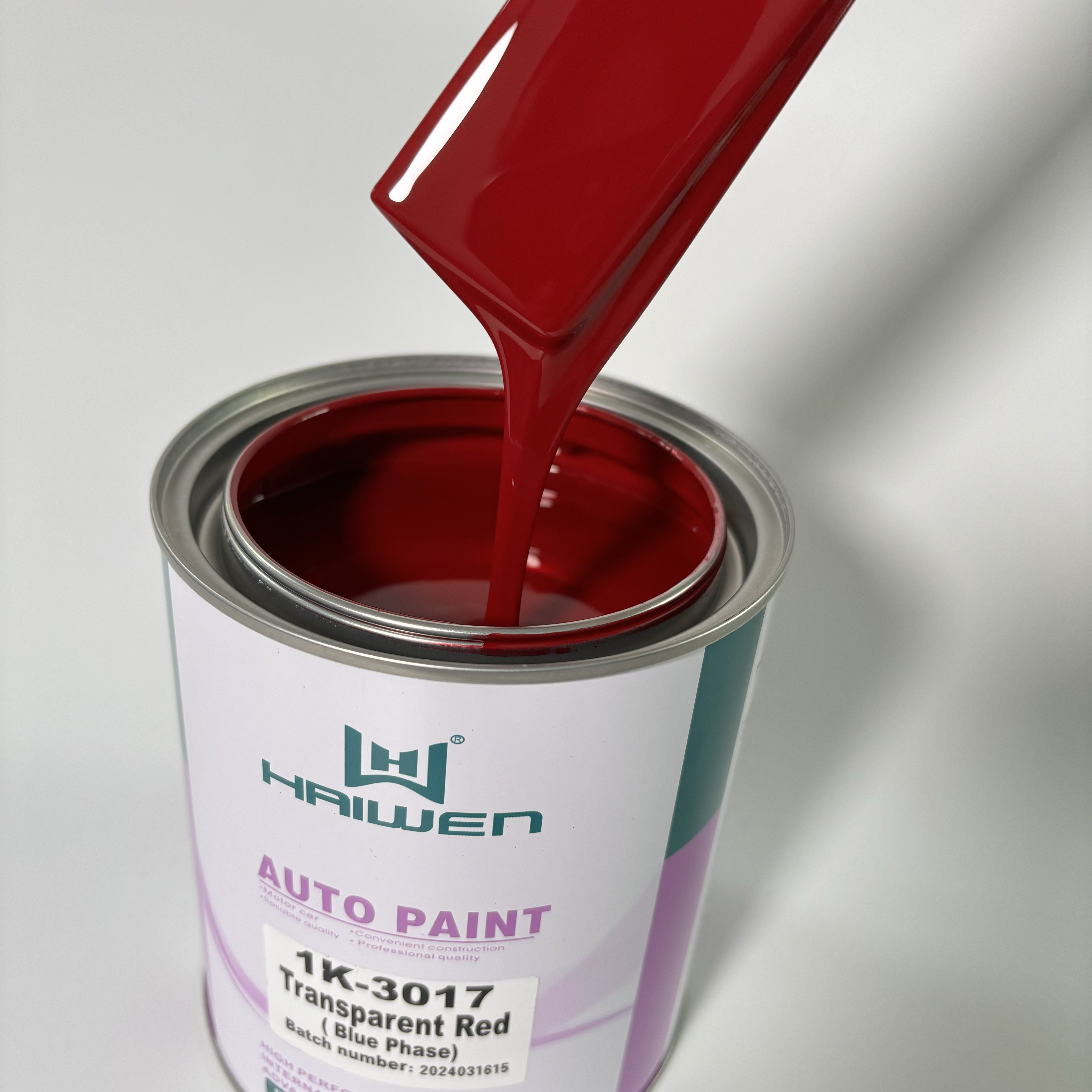 Haiwen 1K Auto Paint Autobody Refinish Car Paint Trans Red Color Mirror Effect Basecoat Coating UV Main Raw Material Spray