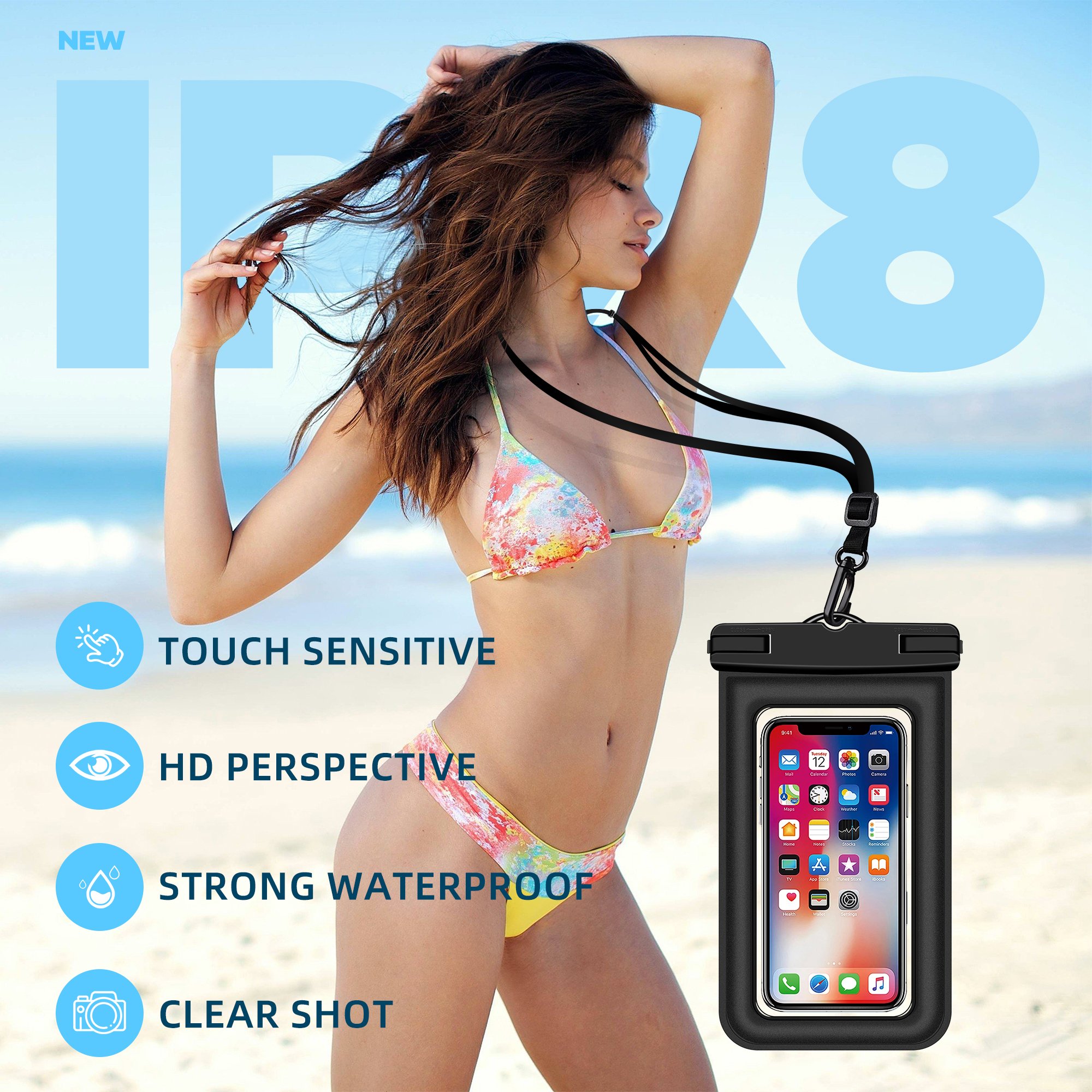 Mobile Phone Waterpoof Bag for Outdoor Water Park Large Sponge Floating Mobile Phone Case With Adjustable Lanyard