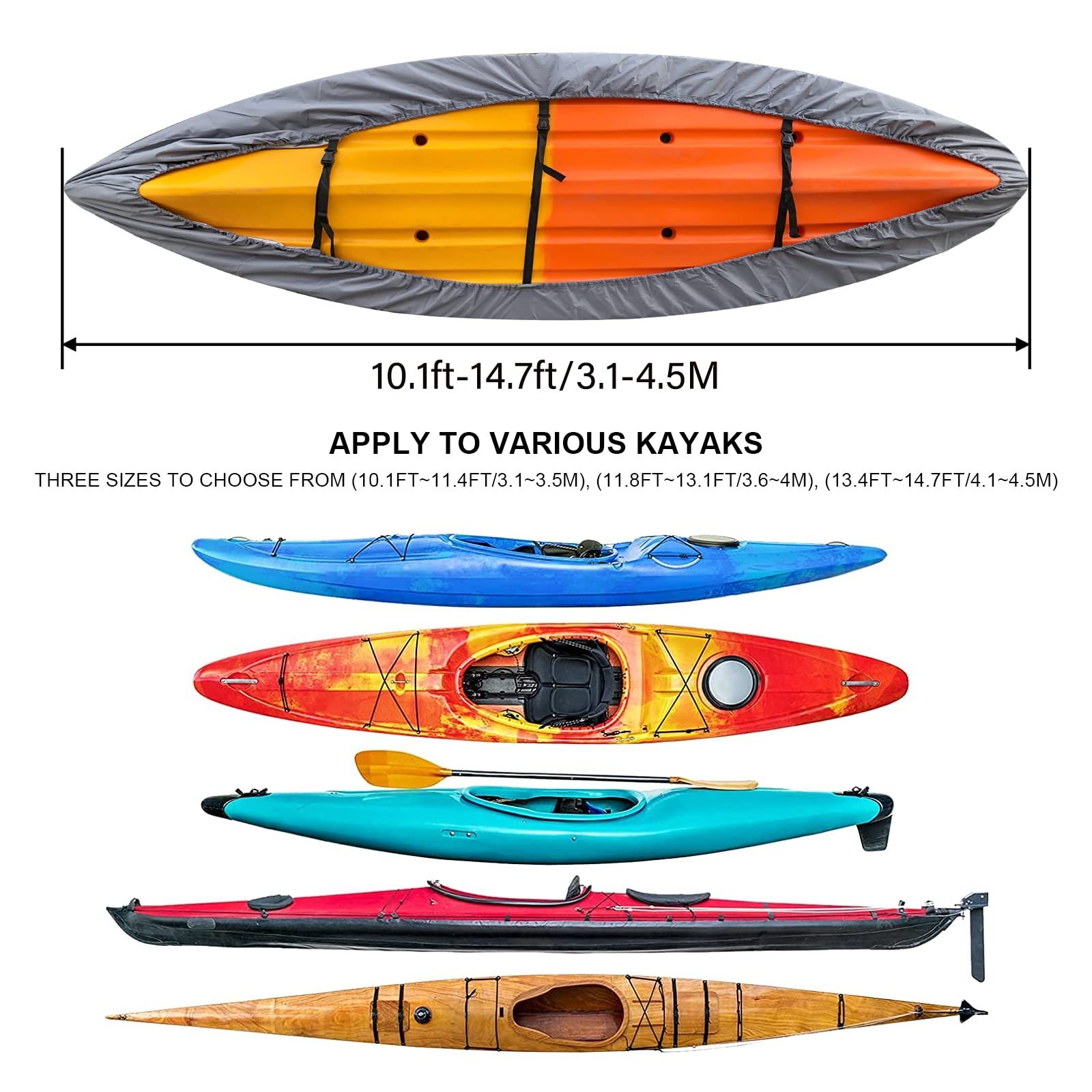 Kayak Accessories Durable 420D Polyester Heavy Duty Waterproof Kayak Boat Cover