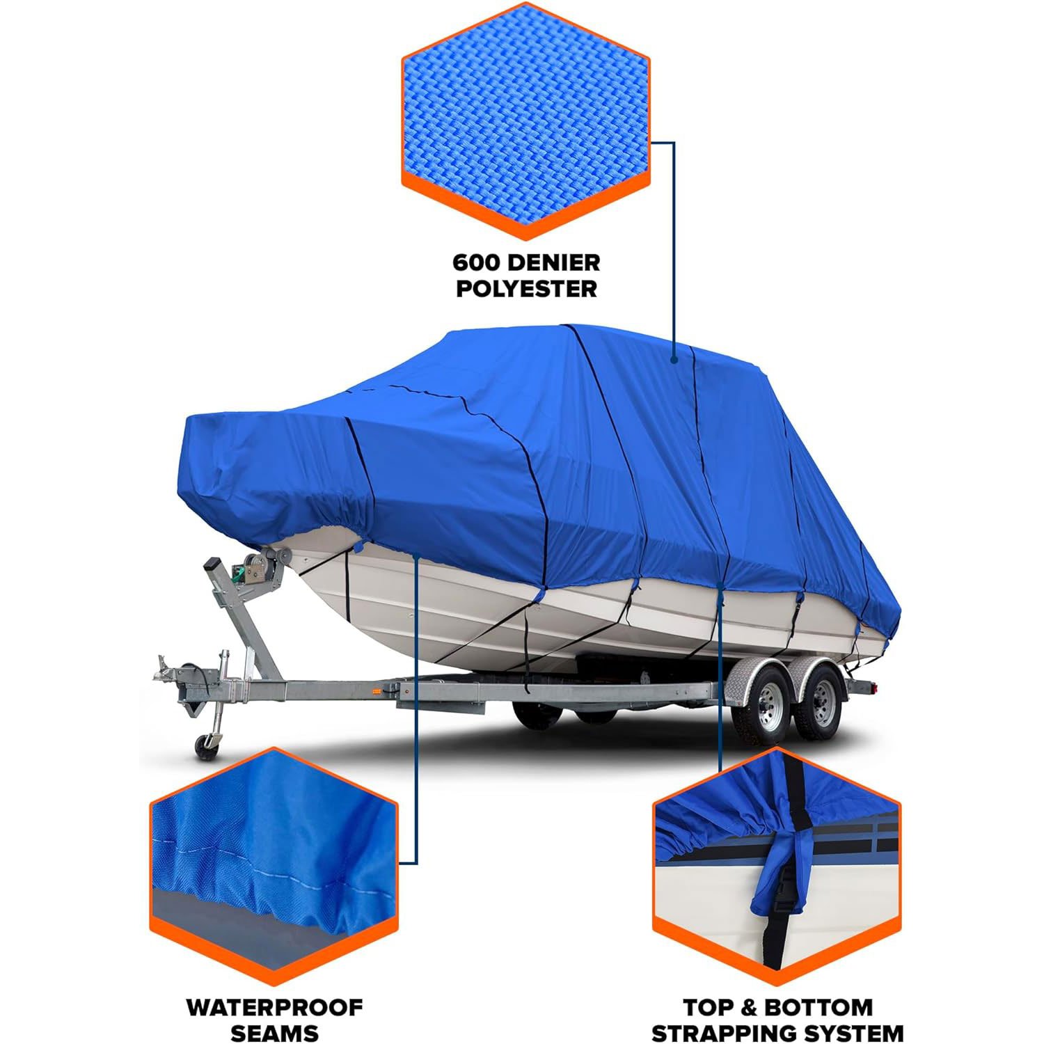 Heavy Duty Jet Ski 600D Boat Shade Polyester Canvas Boat Cover Waterproof and UV-Proof Boat Covers