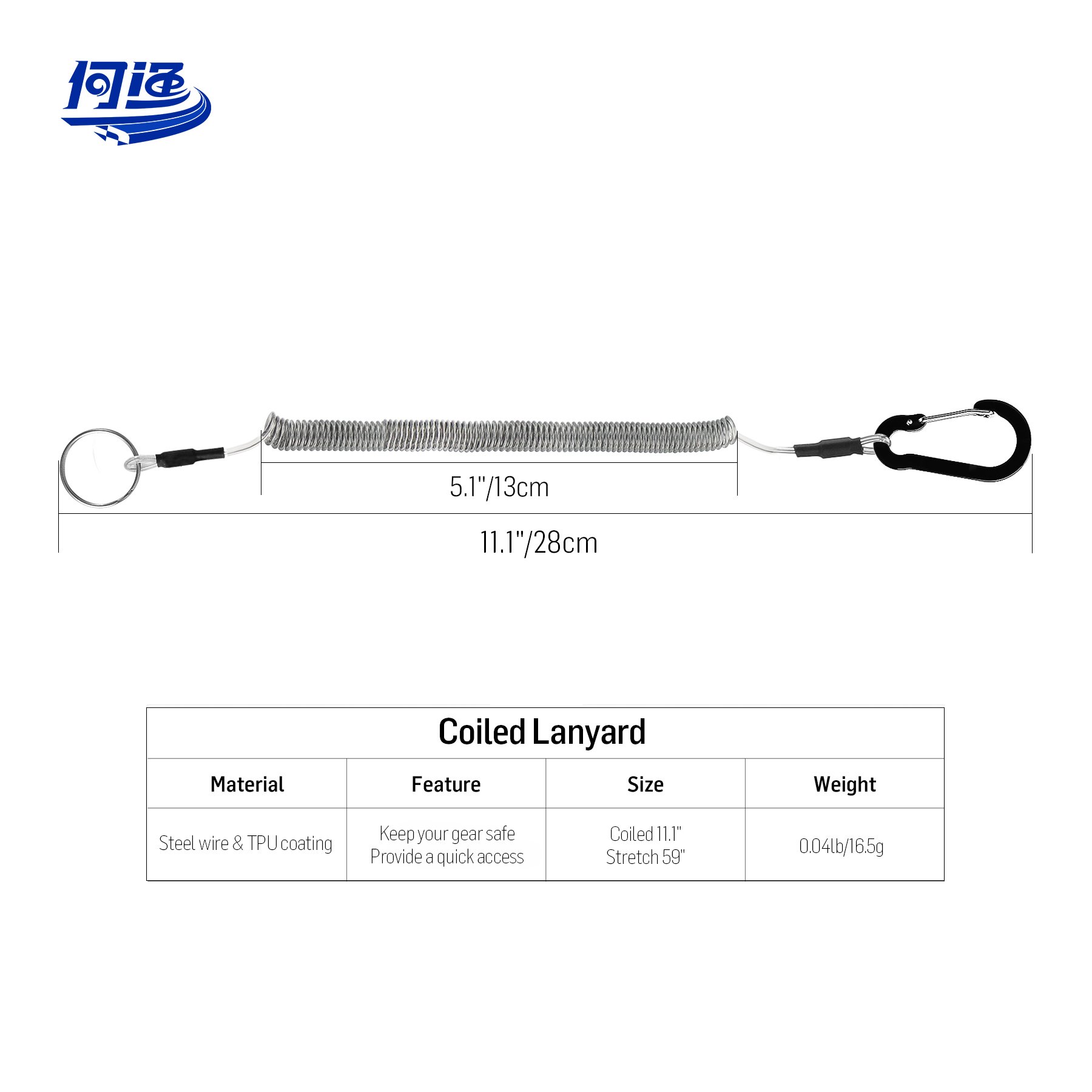 Pole Safety Coil Cord Lanyard Retractable Wire Inside Tup Cover Flying Fishing Lanyards Accessories Tackle Tool