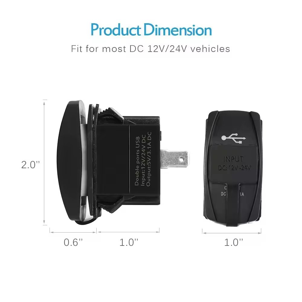 Dual USB Port Wireless Charger DC 5V 3.1A Output Waterproof Cover Quick Charging QC3.0 for Universal Cars Boats Motorcycles PC