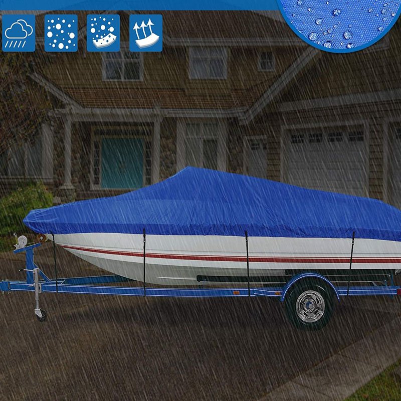 Waterproof Heavy-Duty 17'-19' Towable Boat Cover V-Shaped Hull Professional Fishing Skiing Cover