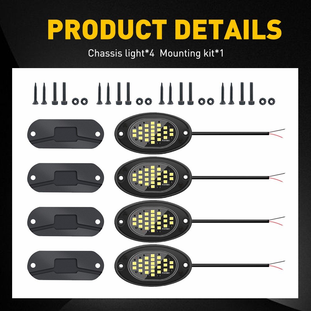 AUXITO Set of 4 White Rock Lights High Power for Jeep Offroad Boat Truck UTV ATV Bright