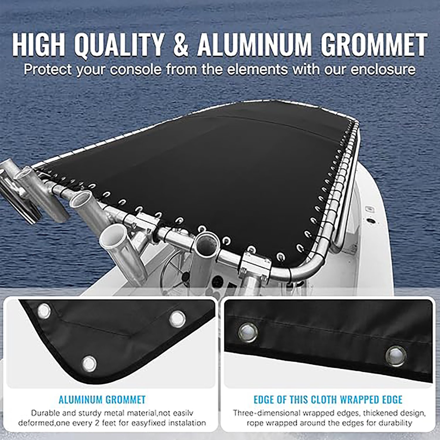 Factory Custom Heavy Duty Waterproof Marine Grade 600 D Boats Cover Bimini Shade Top Replacement Canvas for Center Console Boat