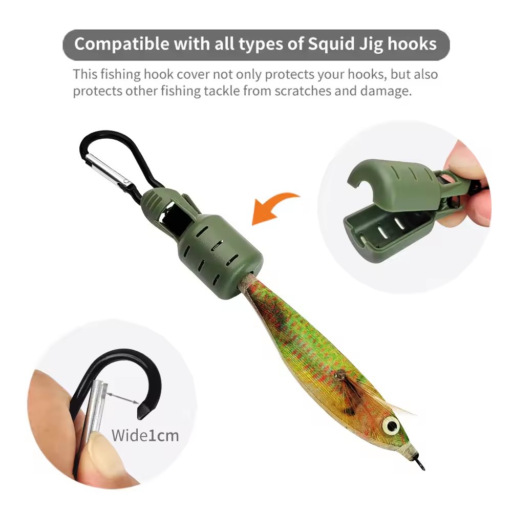 New Squid Jig Bait Protector Kit 6pcs Webfoot Octopus Egi Hooks Cover Cuttlefish Umbrella Lure Cap with Carabiner Fishing Tackle