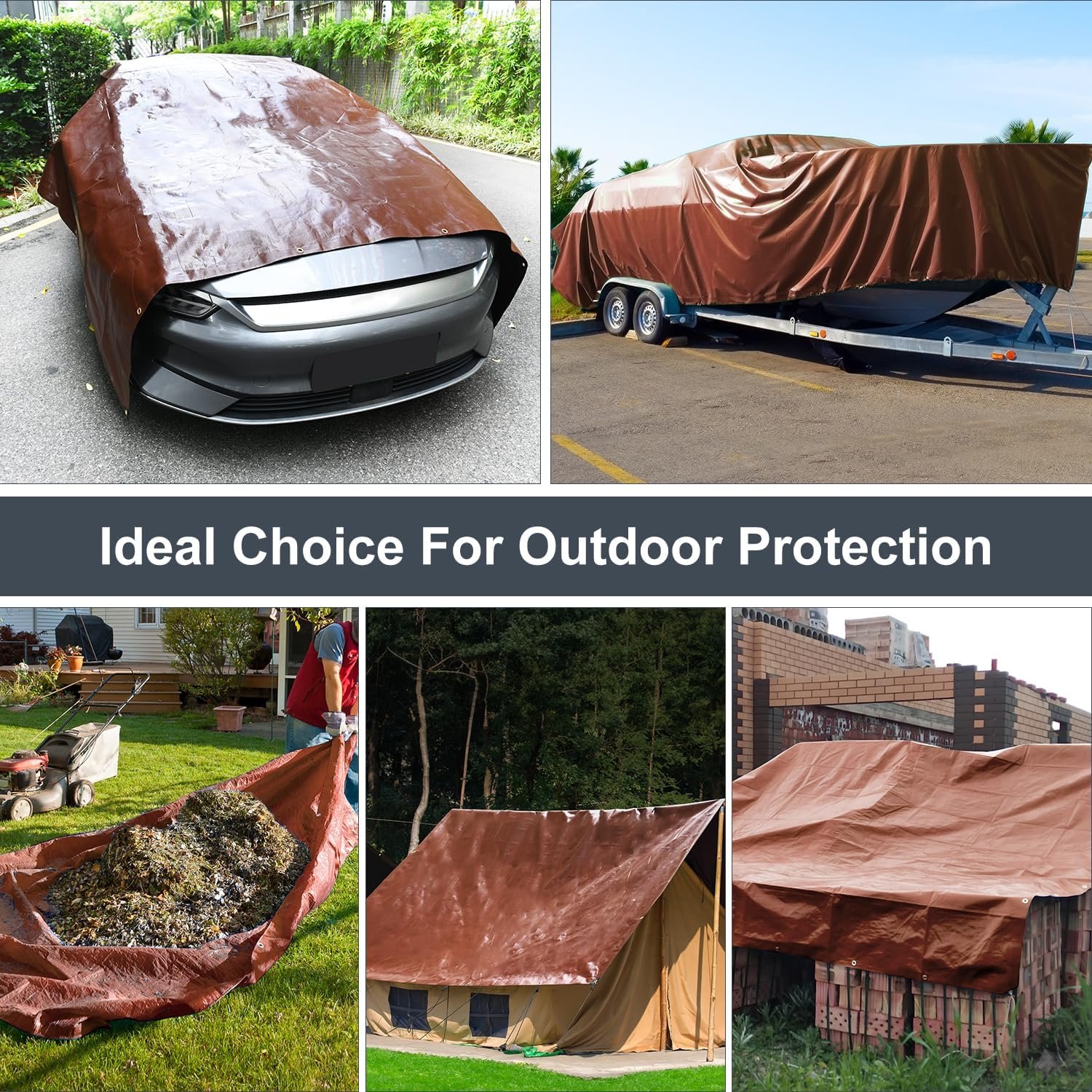 9m X 6m Brown PE Tarpaulin PE Tarp for Outdoor Tarps