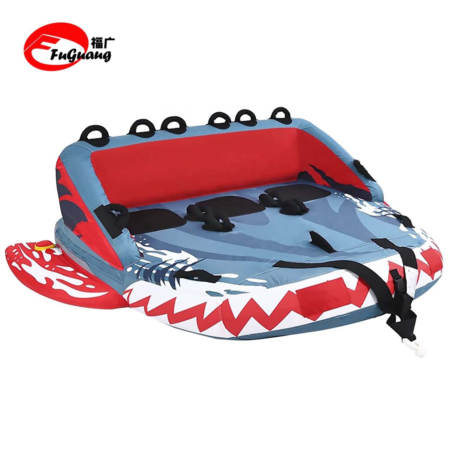 Towable Tube for Boating with Front Rear Tow Points 3-Rider Inflatable Boat Raft with Full Nylon Cover for Youth Adult